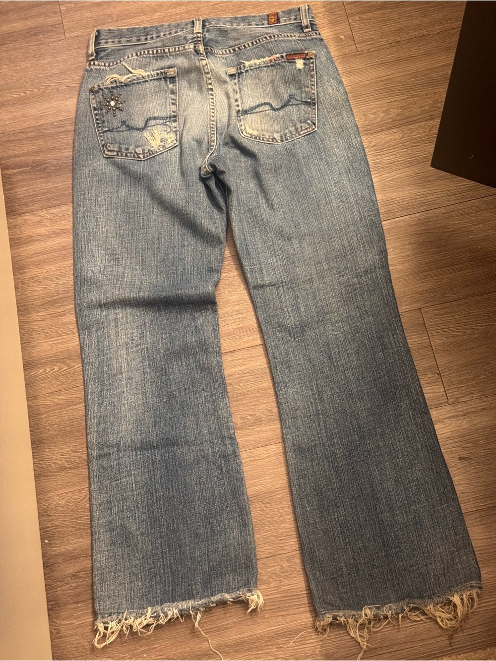 7 For All Mankind Women’s Distressed Bootcut Jeans – Stud Detail